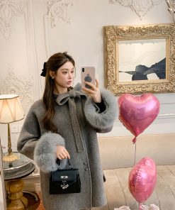 Detachable Fox Fur Reversible Wool Coat for Women - Luxury Autumn Winter Overcoat, Rich Girl Style