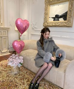 Detachable Fox Fur Reversible Wool Coat for Women - Luxury Autumn Winter Overcoat, Rich Girl Style