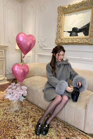 Detachable Fox Fur Reversible Wool Coat for Women - Luxury Autumn Winter Overcoat, Rich Girl Style