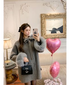 Detachable Fox Fur Reversible Wool Coat for Women - Luxury Autumn Winter Overcoat, Rich Girl Style