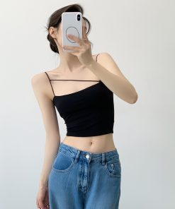 Detachable Padded Strap Tank Top for Women - Slim Fit Sleeveless Summer Outerwear, Y2K Style