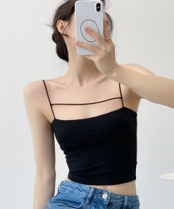 Detachable Padded Strap Tank Top for Women - Slim Fit Sleeveless Summer Outerwear, Y2K Style