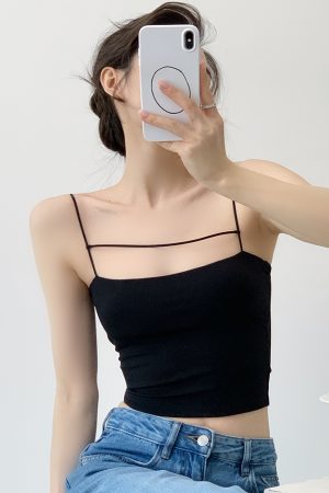 Detachable Padded Strap Tank Top for Women - Slim Fit Sleeveless Summer Outerwear, Y2K Style