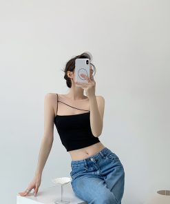 Detachable Padded Strap Tank Top for Women - Slim Fit Sleeveless Summer Outerwear, Y2K Style