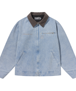 Detroit Work Jacket Coat with Logo Collar - Harsh and Cruel Street Style Fashion Outerwear