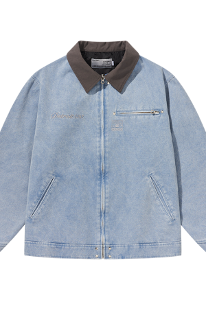 Detroit Work Jacket Coat with Logo Collar - Harsh and Cruel Street Style Fashion Outerwear