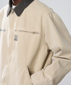Detroit Work Jacket Coat with Logo Collar - Harsh and Cruel Street Style Fashion Outerwear