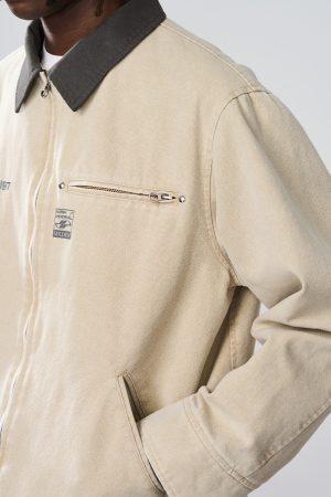 Detroit Work Jacket Coat with Logo Collar - Harsh and Cruel Street Style Fashion Outerwear