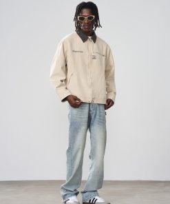 Detroit Work Jacket Coat with Logo Collar - Harsh and Cruel Street Style Fashion Outerwear