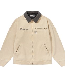 Detroit Work Jacket Coat with Logo Collar - Harsh and Cruel Street Style Fashion Outerwear