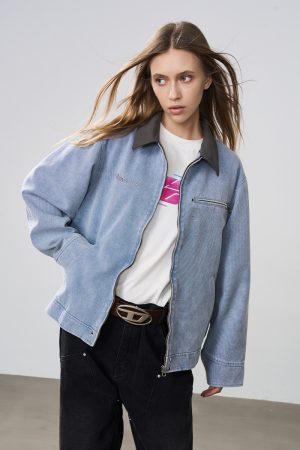 Detroit Work Jacket Coat with Logo Collar - Harsh and Cruel Street Style Fashion Outerwear