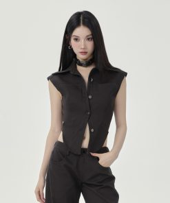 Diagonal Texture Slim-Fit Sleeveless Shirt Vest for Women - Flattering Summer Style, Versatile Top for Everyday Wear