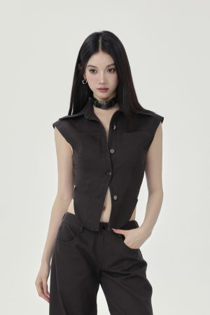 Diagonal Texture Slim-Fit Sleeveless Shirt Vest for Women - Flattering Summer Style, Versatile Top for Everyday Wear