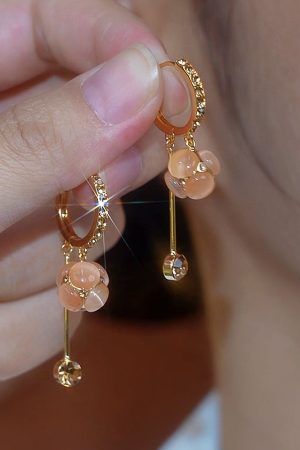 Diamond Ball Long Tassel Earrings - MÃ©lard Color Series, French High-End Style, Super Shiny Light Luxury Jewelry for Women