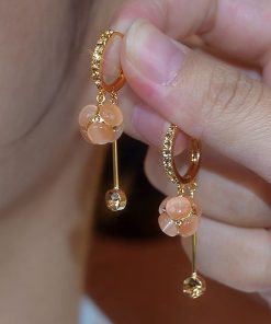 Diamond Ball Long Tassel Earrings - Mélard Color Series, French High-End Style, Super Shiny Light Luxury Jewelry for Women