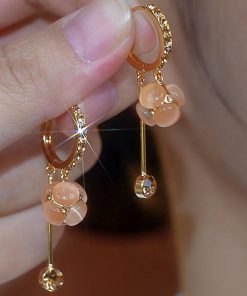 Diamond Ball Long Tassel Earrings - MÃ©lard Color Series, French High-End Style, Super Shiny Light Luxury Jewelry for Women