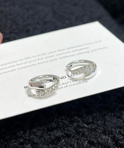 Diamond-Studded Cross Zircon Ear Studs - Minimalist Elegant Earrings, High-Quality Accessory for 2025 Fashion Trends