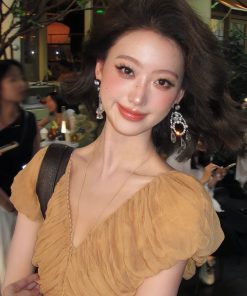 Diamond-Studded Water Drop Tassel Earrings - Elegant High-End Fashion Accessories for Socialite Style