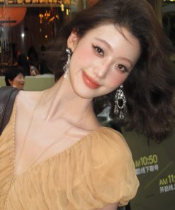 Diamond-Studded Water Drop Tassel Earrings - Elegant High-End Fashion Accessories for Socialite Style