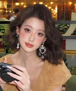 Diamond-Studded Water Drop Tassel Earrings - Elegant High-End Fashion Accessories for Socialite Style