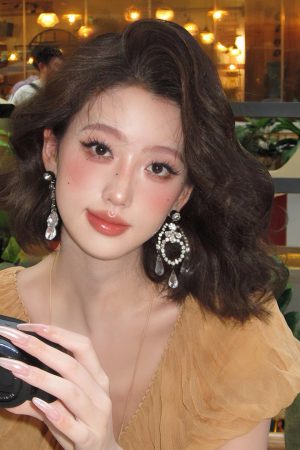 Diamond-Studded Water Drop Tassel Earrings - Elegant High-End Fashion Accessories for Socialite Style