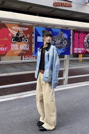 Distressed Gradient Stylish American Work Jacket for Men â€“ Vintage Short Design for Spring and Autumn, Trendy Casual Outerwear