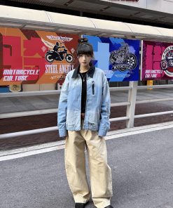 Distressed Gradient Stylish American Work Jacket for Men – Vintage Short Design for Spring and Autumn, Trendy Casual Outerwear