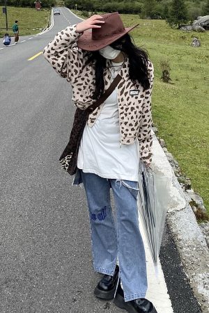 Distressed Irregular Denim Pants and Skirt Set - Vintage Wash Punk Style Autumn Fashion Two-Piece Outfit