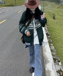 Distressed Irregular Denim Pants and Skirt Set - Vintage Wash Punk Style Autumn Fashion Two-Piece Outfit