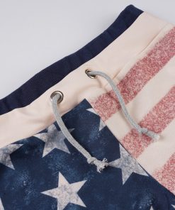 Distressed Low-Waist Tied Hot Pants with Millennium Retro National Flag Print - Casual Y2K American Style