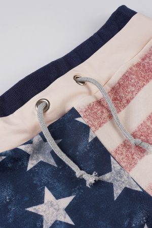 Distressed Low-Waist Tied Hot Pants with Millennium Retro National Flag Print - Casual Y2K American Style