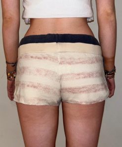 Distressed Low-Waist Tied Hot Pants with Millennium Retro National Flag Print - Casual Y2K American Style