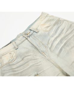 Distressed Ripped Jeans for Men - American High Street Style Straight Leg Pants