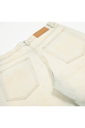 Distressed Ripped Jeans for Men - American High Street Style Straight Leg Pants