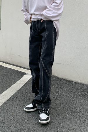 Distressed Vintage Straight Leg Jeans for Women - American Style High Street Niche Pants, Trendy 90s Inspired Fashion