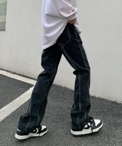 Distressed Vintage Straight Leg Jeans for Women - American Style High Street Niche Pants, Trendy 90s Inspired Fashion