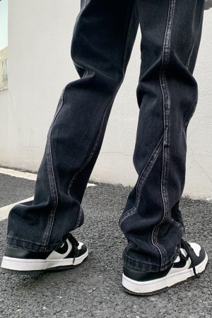 Distressed Vintage Straight Leg Jeans for Women - American Style High Street Niche Pants, Trendy 90s Inspired Fashion
