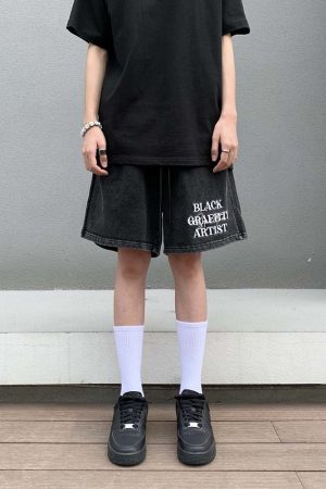 Distressed Vintage Wash Oversized Casual Shorts for Men and Women - High Street American Style