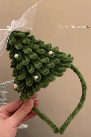 DIY Twisted Stick Christmas Tree Headband - Festive Holiday Hair Accessory for Women, Perfect for Christmas Decoration and Gifts