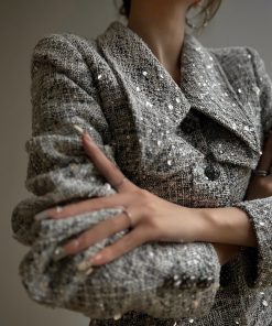 Dotted Stardust Elegant Heavy Beaded Flower Pleated Dress for High Fashion Events - Chic Small Gift Dress