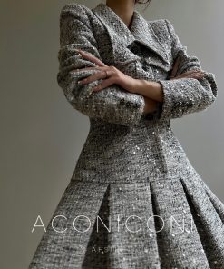 Dotted Stardust Elegant Heavy Beaded Flower Pleated Dress for High Fashion Events - Chic Small Gift Dress