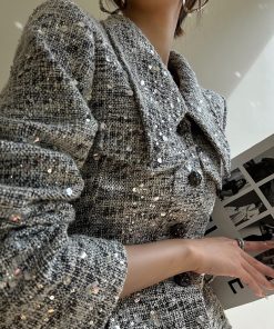 Dotted Stardust Elegant Heavy Beaded Flower Pleated Dress for High Fashion Events - Chic Small Gift Dress