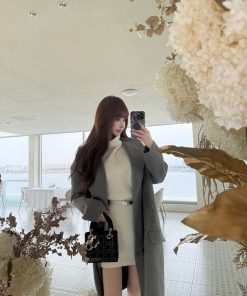 Double-Breasted Long Wool Coat for Women - High-End Double-Sided Trench Coat for Spring Fashion, Chic and Stylish Outerwear