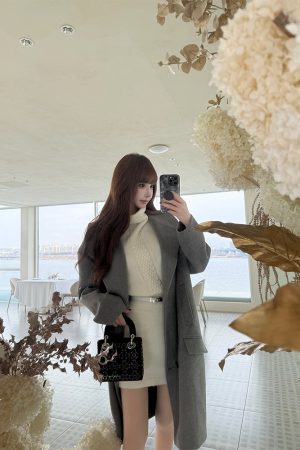 Double-Breasted Long Wool Coat for Women - High-End Double-Sided Trench Coat for Spring Fashion, Chic and Stylish Outerwear