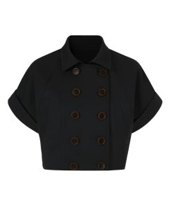 Double-Breasted Trench Vest with 3D Cutting Design - Loose Slimming Short-Sleeve Jacket for Chic Layering