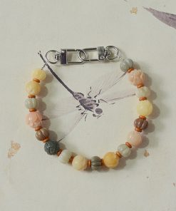 Double Buckle Mobile Phone Chain - Retro Ethnic Style Colorful Bodhi Root Lotus Pendant for Men and Women