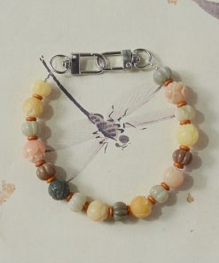 Double Buckle Mobile Phone Chain - Retro Ethnic Style Colorful Bodhi Root Lotus Pendant for Men and Women