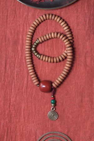 Double Circle Sandalwood Bead Bracelet for Women and Men - Retro Ethnic Style Artistic Hand Accessory