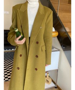Double-Faced Wool Coat for Women - Korean Style, Double-Breasted, High-End Quality, Autumn Winter Outerwear, Youthful Vibe