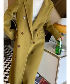 Double-Faced Wool Coat for Women - Korean Style, Double-Breasted, High-End Quality, Autumn Winter Outerwear, Youthful Vibe